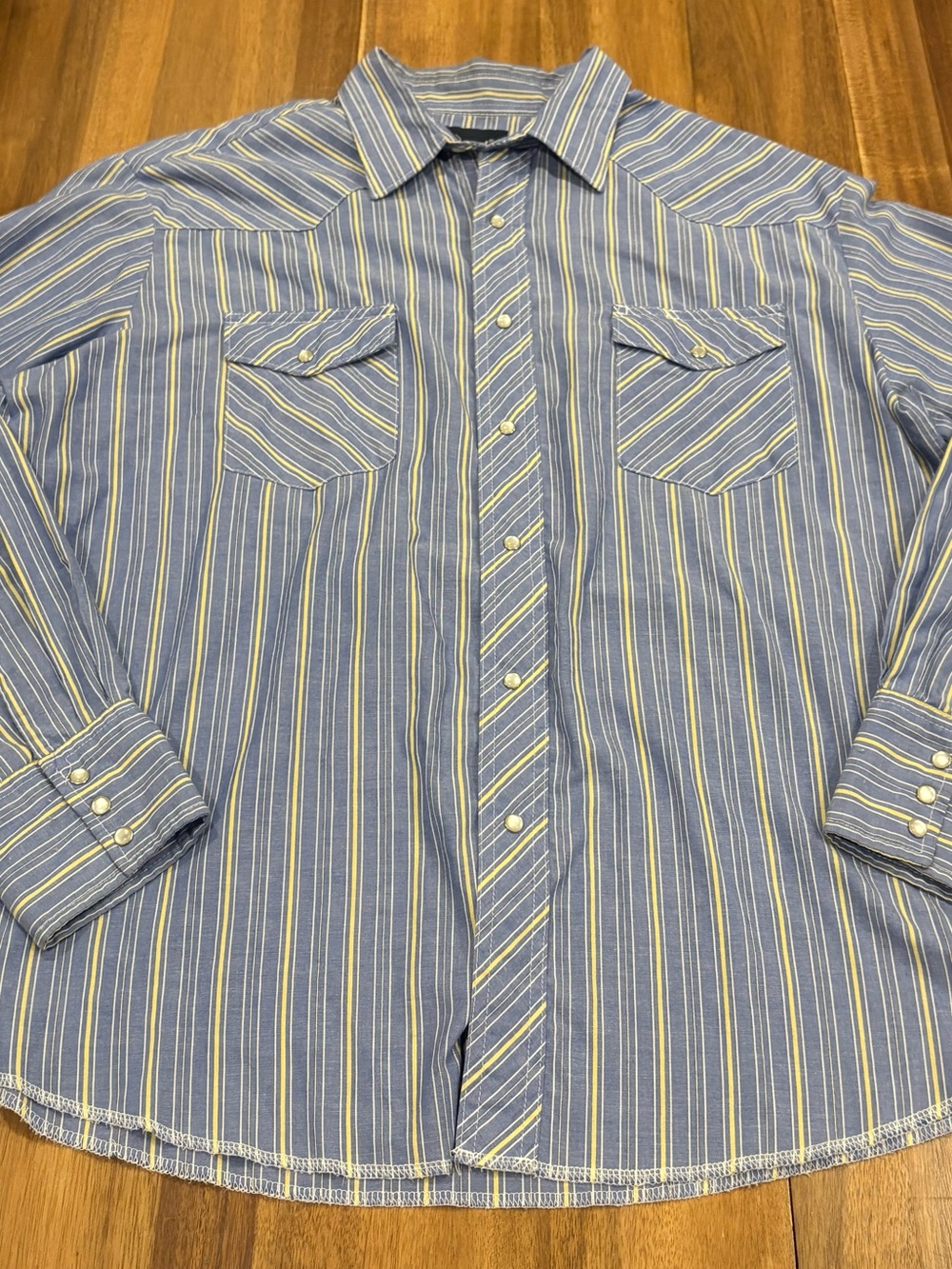 Vintage 90’s Wrangler Western Striped Pearl Snap Long Sleeve Shirt XL